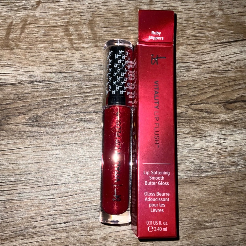 IT Cosmetics Vitality Lip Flush Butter‎ Gloss Ruby Slippers Shimmer Hydrating